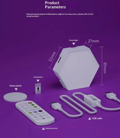 Hexagonal Smart RGB Sound-activated Breathing Light - Lumora