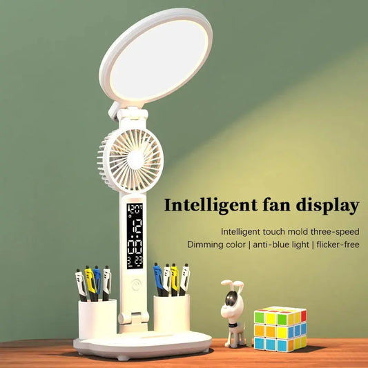 LED Clock Table Lamp With Fan - Lumora